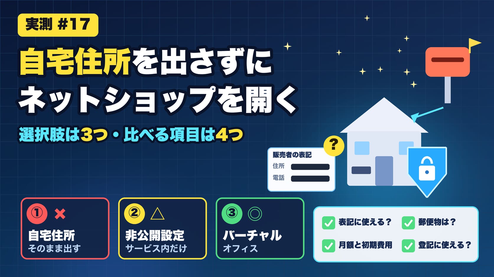 自宅住所を出さずにネットショップを開く 3つの選択肢と比べる4項目